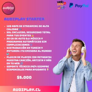 Audiplay Starter – Radio Online Profesional 128 Kbps